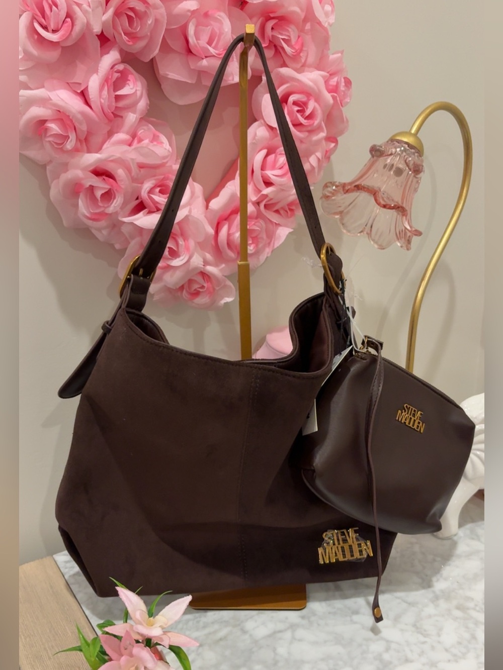 Suede brown Steve Madden tote NWT